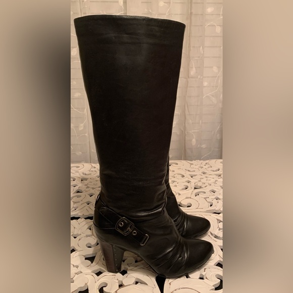 Frye Shoes - Frye Black Bethany Strappy Softie Black Leather Knee High Boots NWT NIB